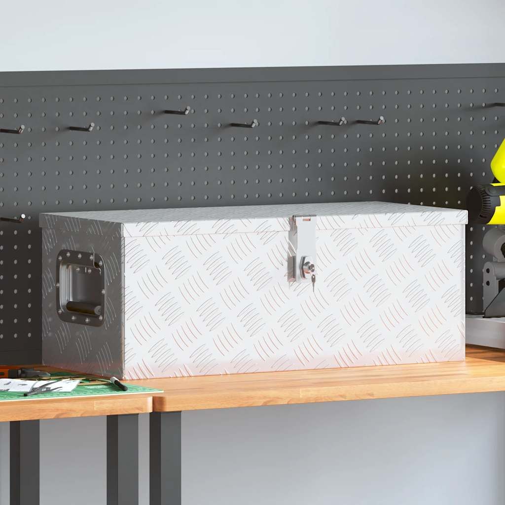 Contenitore Portaoggetti Argento 70x31x27 cm in Alluminio vidaXL