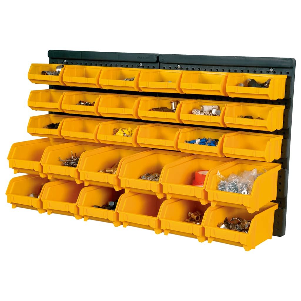 Kit Contenitori 32 pz con Pannelli a Parete Giallo e Nero vidaXL