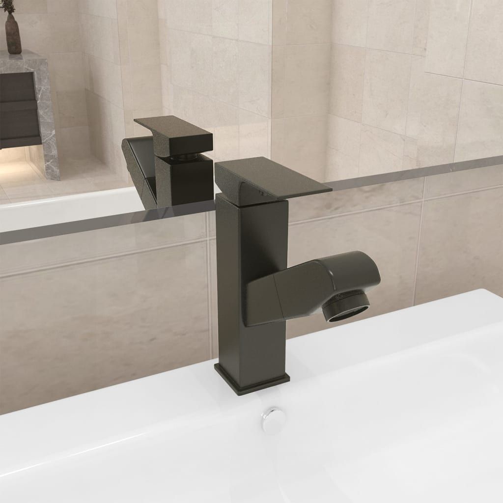 Rubinetto Lavabo da Bagno Funzione Estraibile Grigio 157x172 mm vidaXL