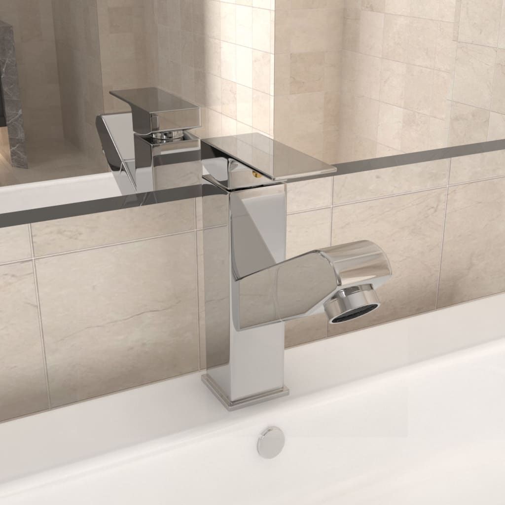 Rubinetto Lavabo da Bagno Estraibile Finitura Cromo 157x172 mm vidaXL