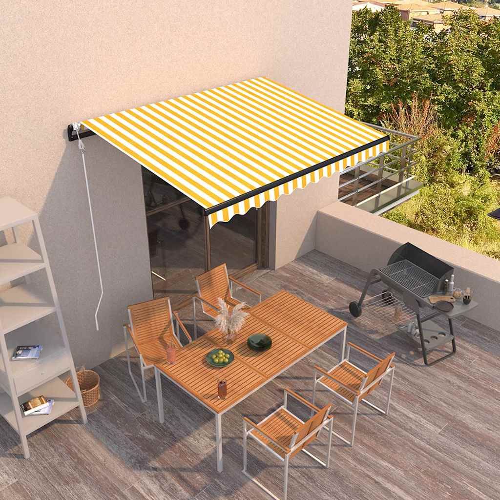 Tenda da Sole Retrattile Automatica 350x250 cm Gialla e Bianca vidaXL