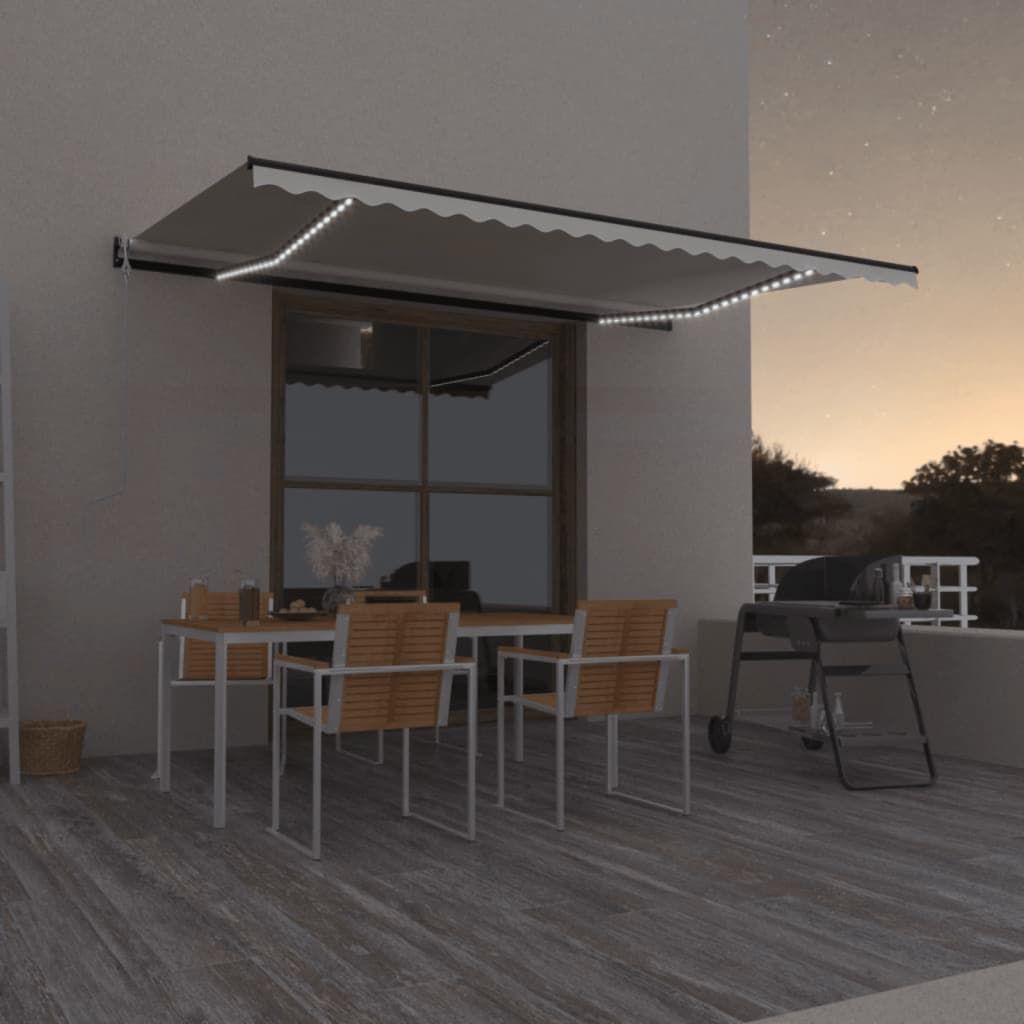 Tenda Automatica con Sensore Vento e LED 500x300 cm Crema vidaXL