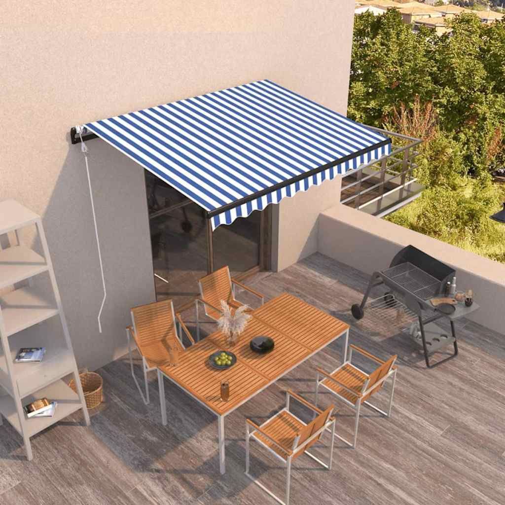 Tenda da Sole Retrattile Automatica 400x300 cm Blu e Bianca vidaXL