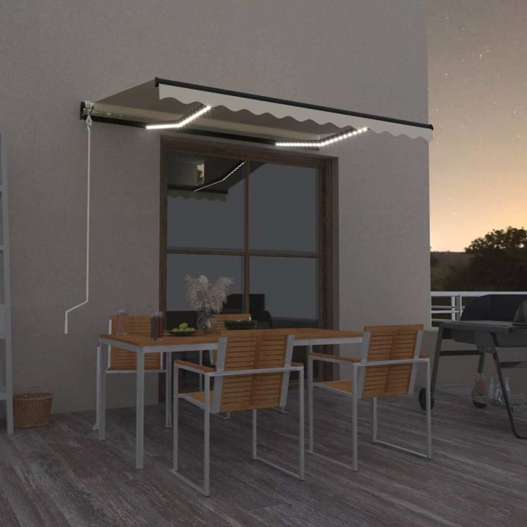 Tenda Automatica con Sensore Vento e LED 400x300 cm Crema vidaXL