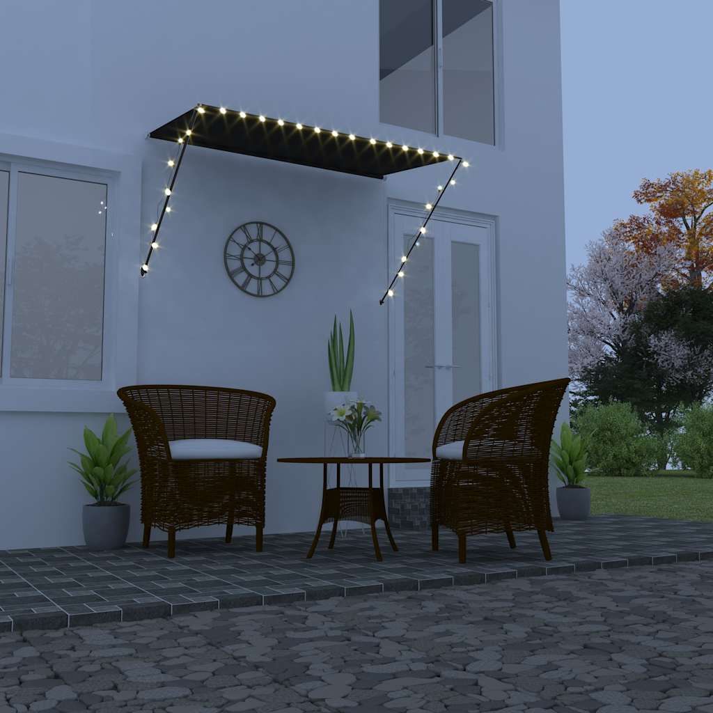 Tenda da Sole Retrattile con LED 250x150 cm Antracite vidaXL