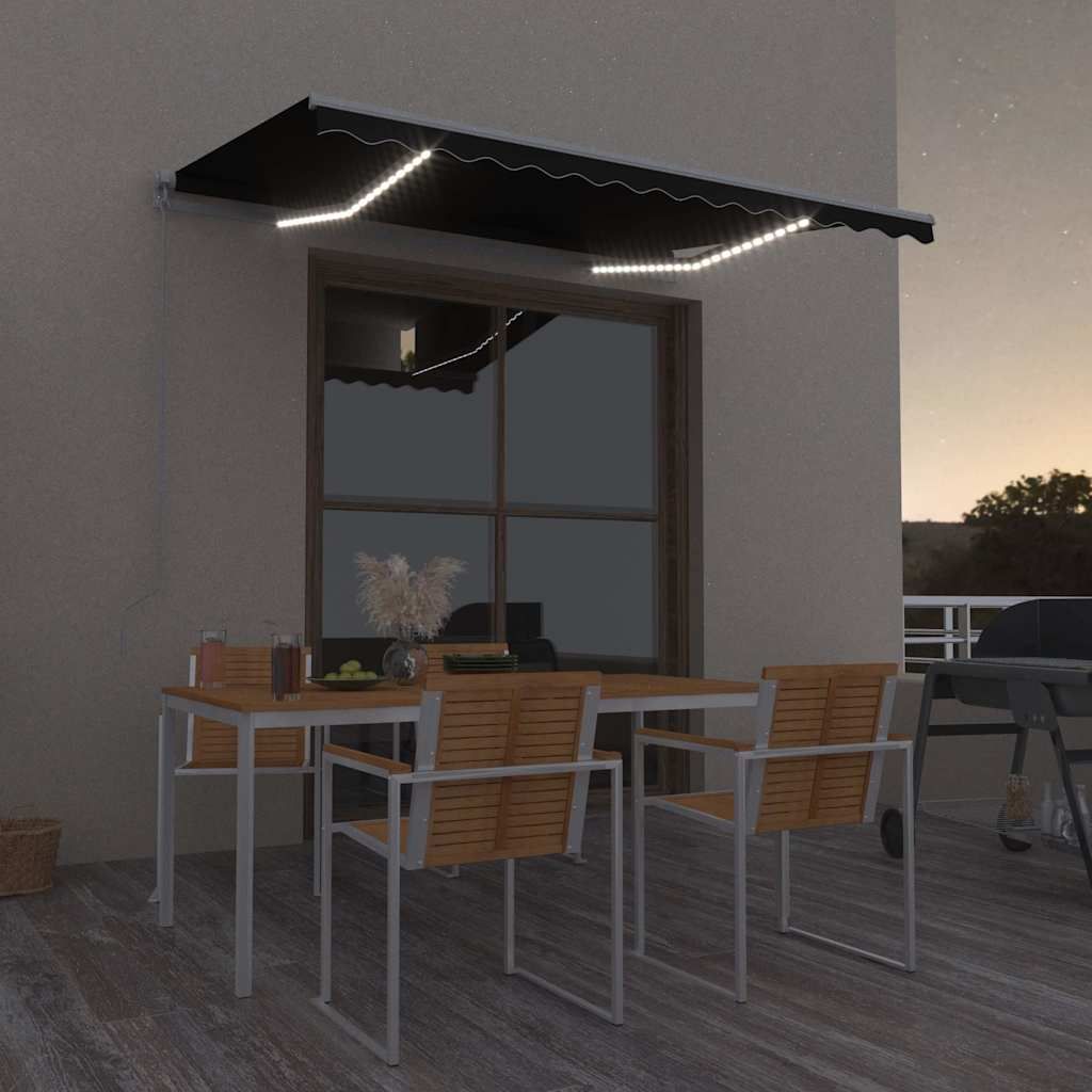Tenda da Sole Retrattile Manuale con LED 300x250 cm Antracite vidaXL