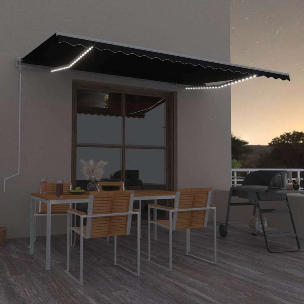 Tenda Automatica con Sensore Vento e LED 500x300 cm Antracite vidaXL