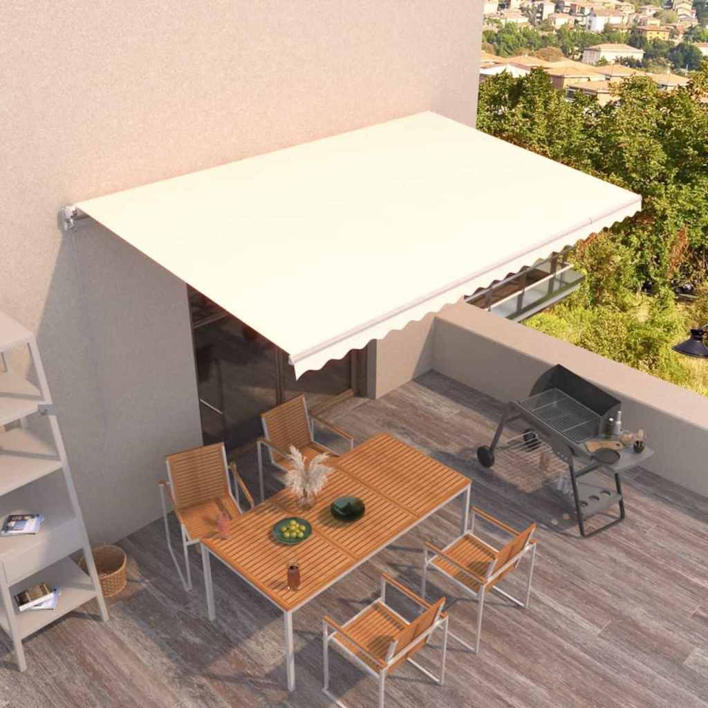 Tenda da Sole Retrattile Manuale 500x300 cm Crema vidaXL