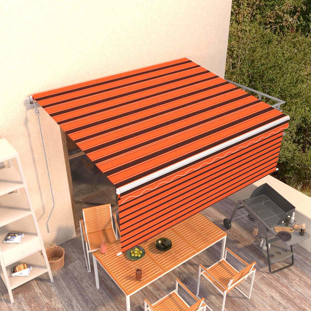 Tenda da Sole Retrattile Automatica 4,5x3m Arancione e Marrone vidaXL