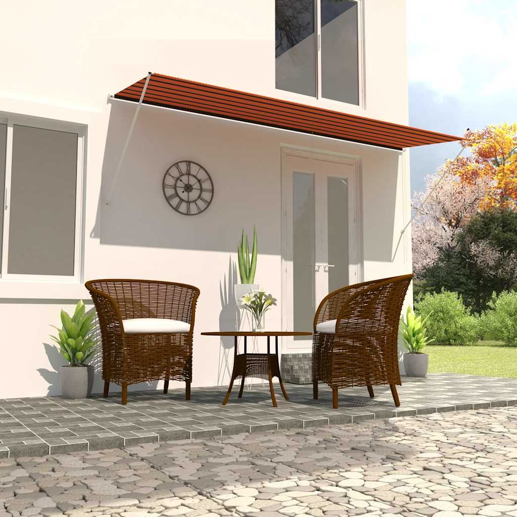 Tenda da Sole Retrattile 400x150 cm Arancione e Marrone vidaXL