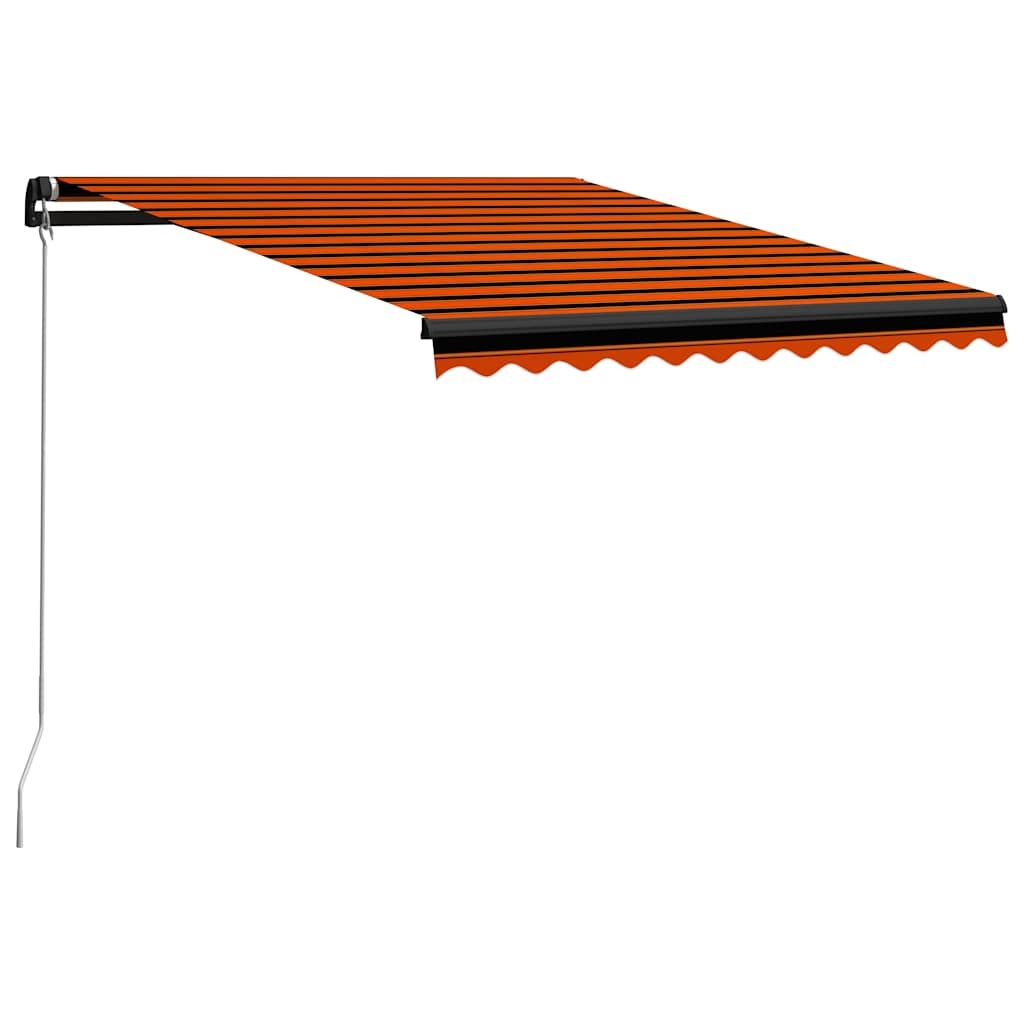 Tenda Retrattile Manuale con LED 300x250cm Arancione e Marrone vidaXL