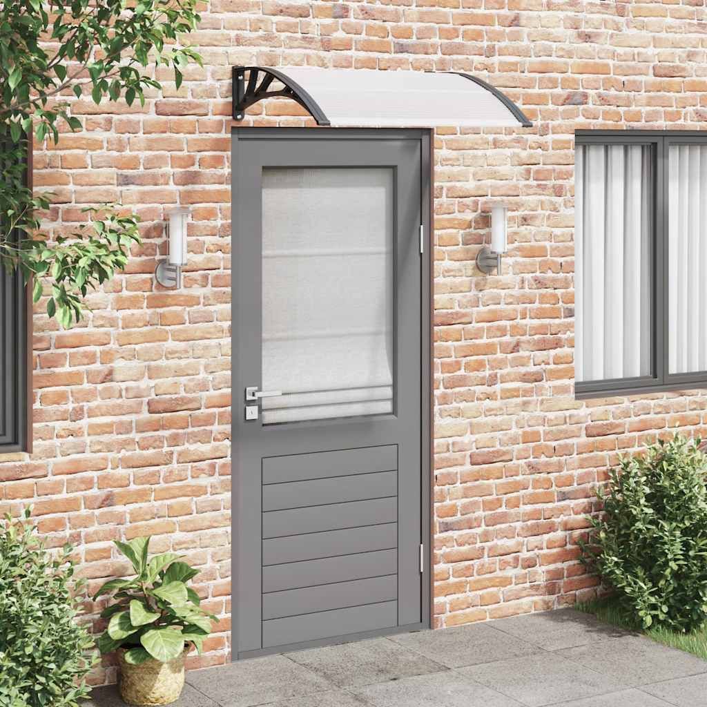 Tettoia per Porta Nero e Trasparente 100x75 cm in Policarbonato vidaXL