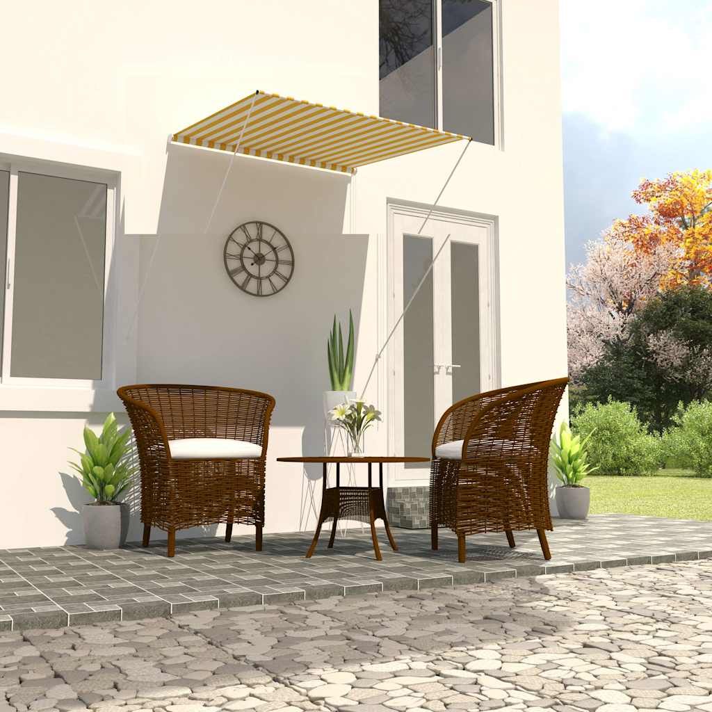 Tenda da Sole Retrattile 100x150 cm Giallo e Bianco vidaXL