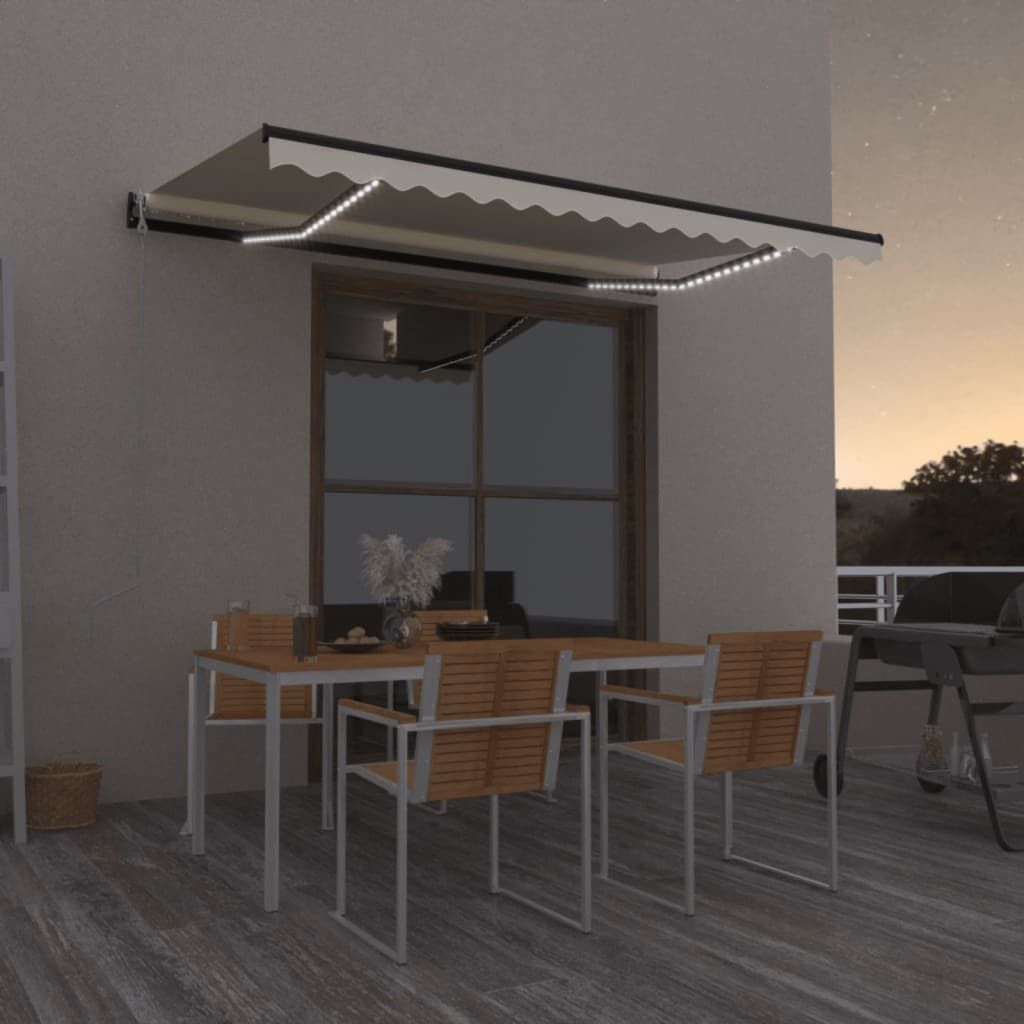 Tenda Automatica con Sensore Vento e LED 400x350 cm Crema vidaXL