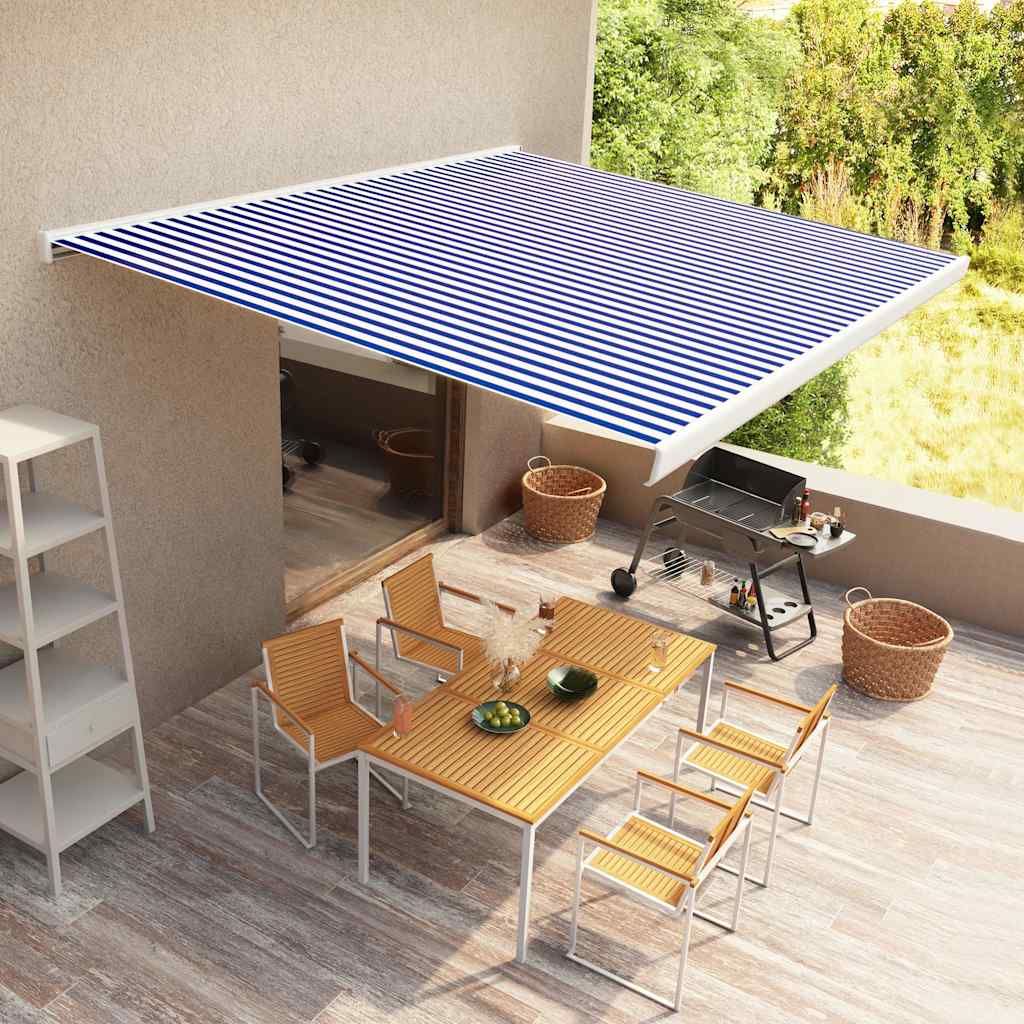 Tenda a Cassonetto Motorizzata 400x300 cm Blu e Bianco vidaXL