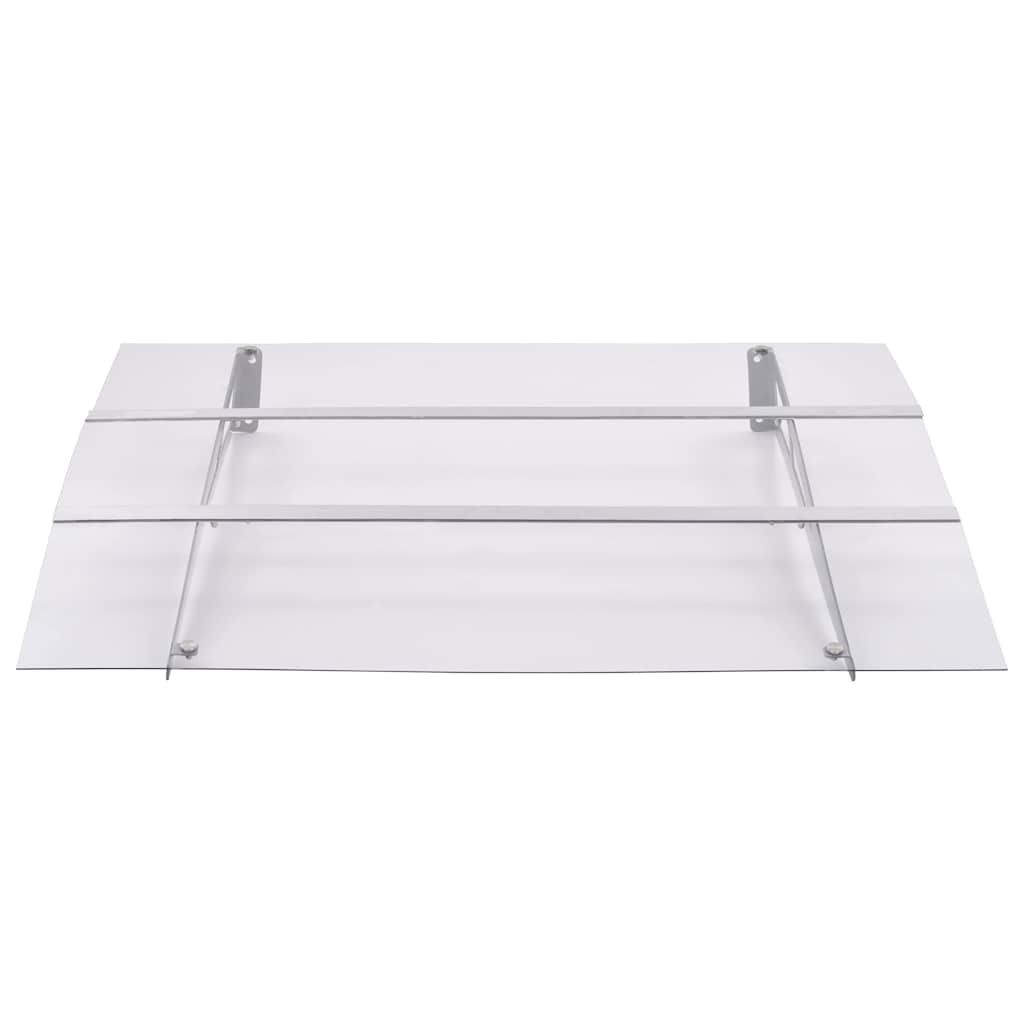 Tettoia per Porta Argento e Trasparente 120x90 cm Policarbonato vidaXL