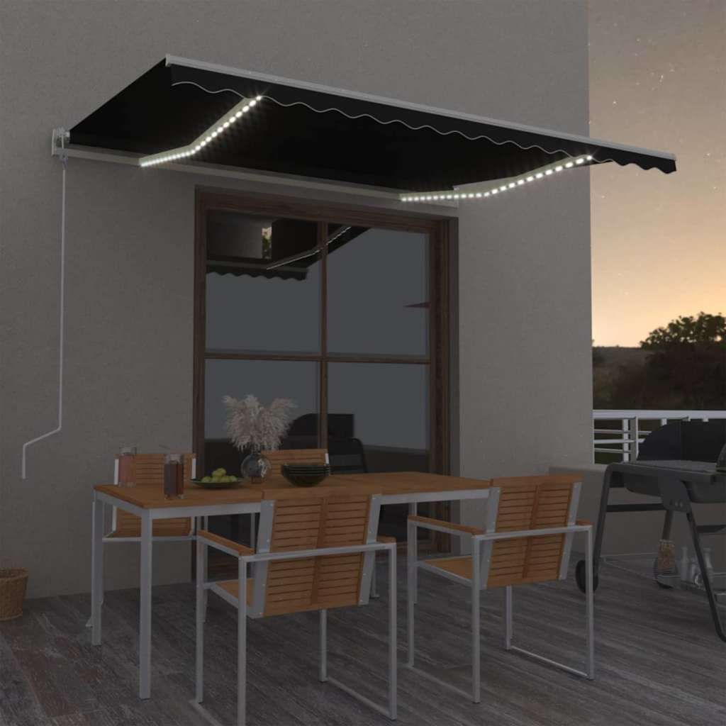 Tenda Automatica con Sensore Vento e LED 400x300 cm Antracite vidaXL