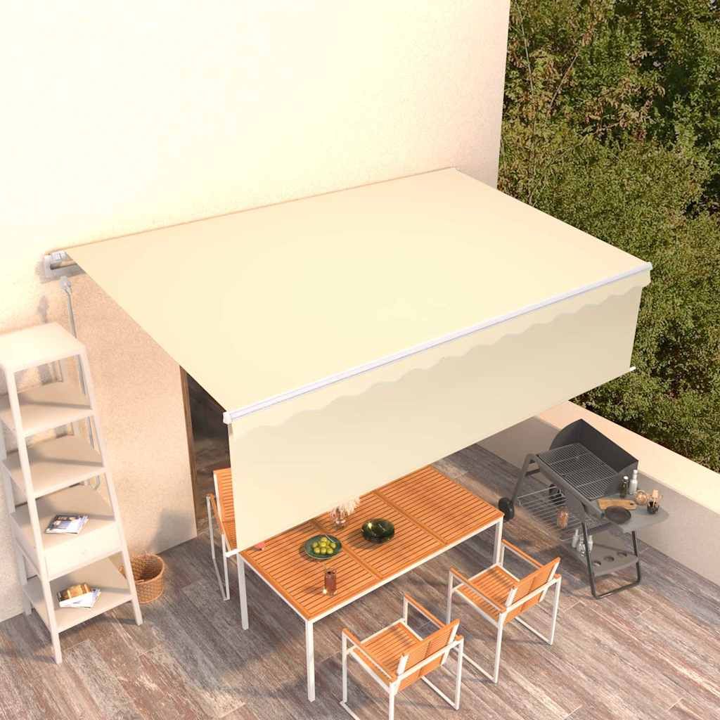 Tenda Retrattile Automatica con Parasole 5x3 m Crema vidaXL