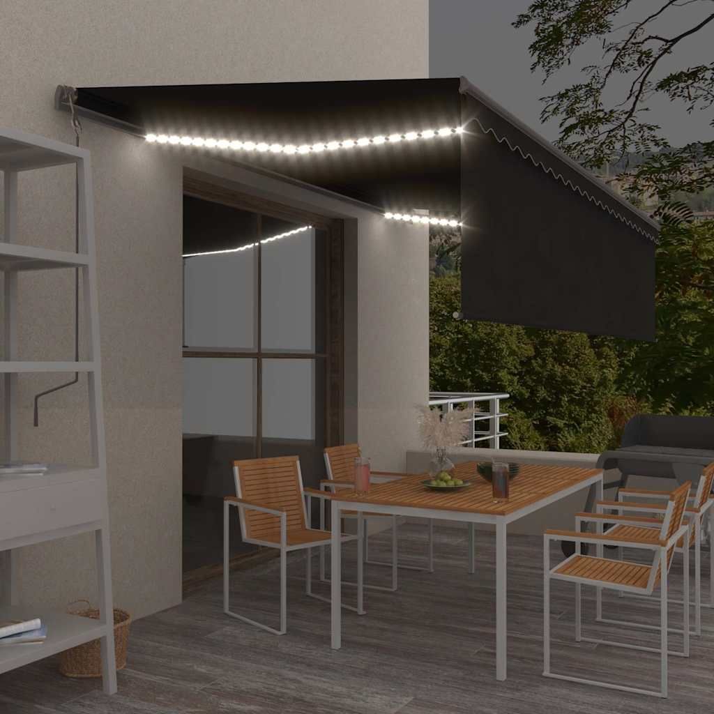 Tenda Automatica con Parasole Sensore Vento e LED 5x3 Antracite vidaXL