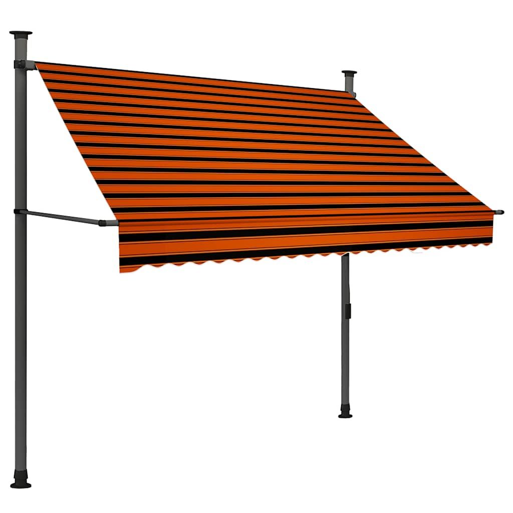 Tenda da Sole Retrattile Manuale LED 200 cm Arancione e Marrone vidaXL