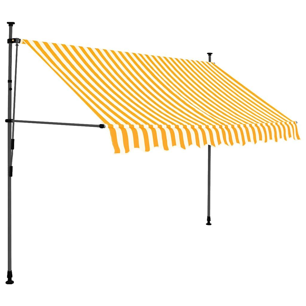 Tenda da Sole Retrattile Manuale LED 300 cm Bianca e Arancione vidaXL