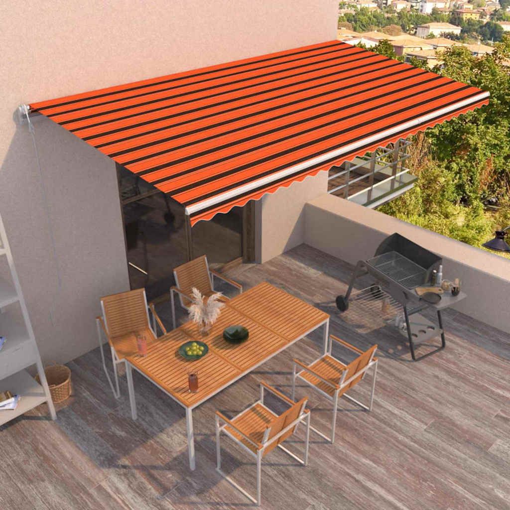 Tenda da Sole Retrattile Automatica 600x300cm Arancio e Marrone vidaXL