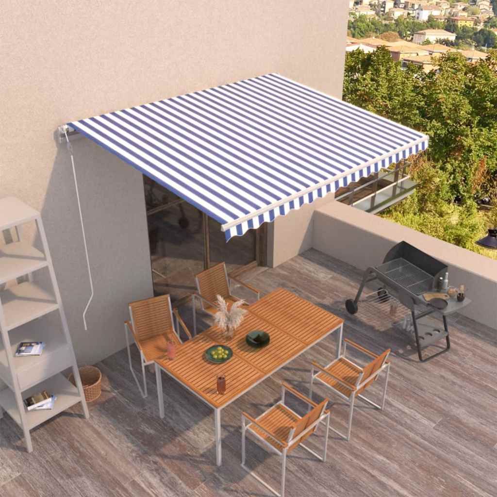 Tenda da Sole Retrattile Automatica 450x350 cm Blu e Bianca vidaXL