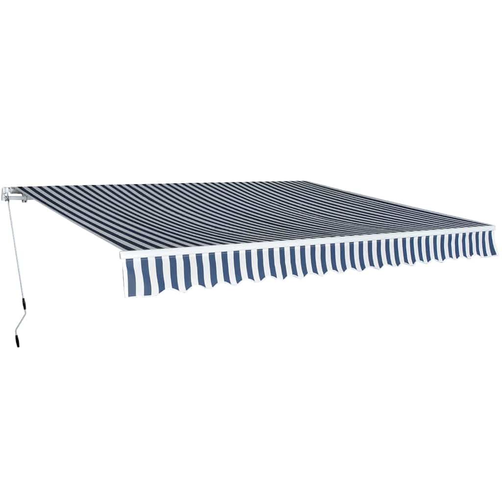 Tenda da Sole Pieghevole Manuale 400 cm Blu/Bianca vidaXL