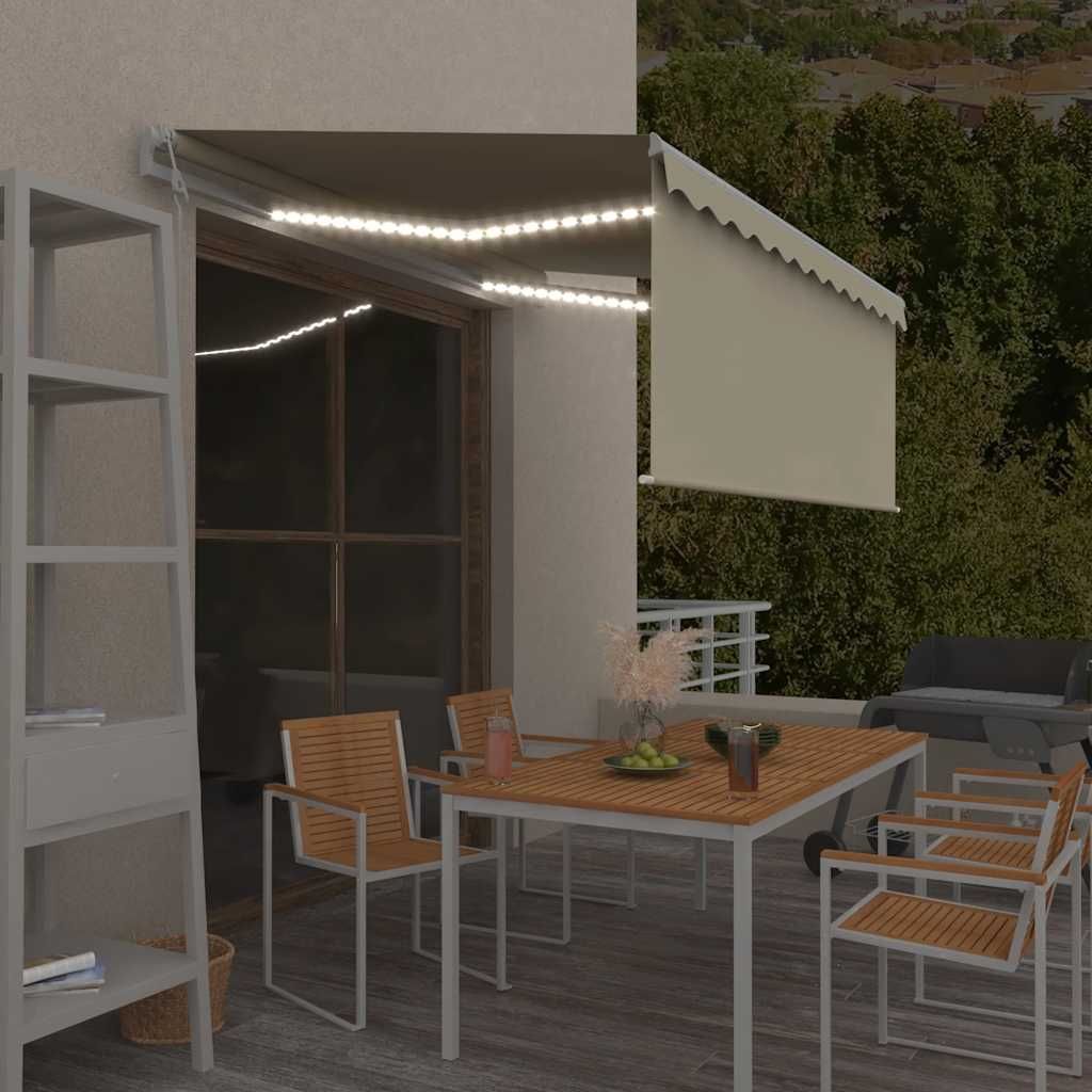 Tenda Automatica con Parasole LED e Sensore Vento 3x2,5m Crema vidaXL