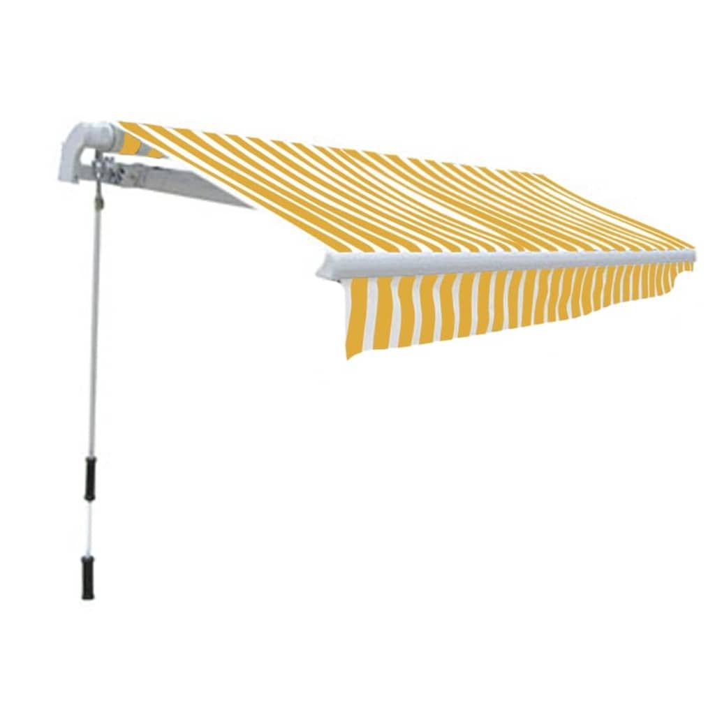 Tenda da Sole Pieghevole Manuale 300 cm Gialla/Bianca vidaXL