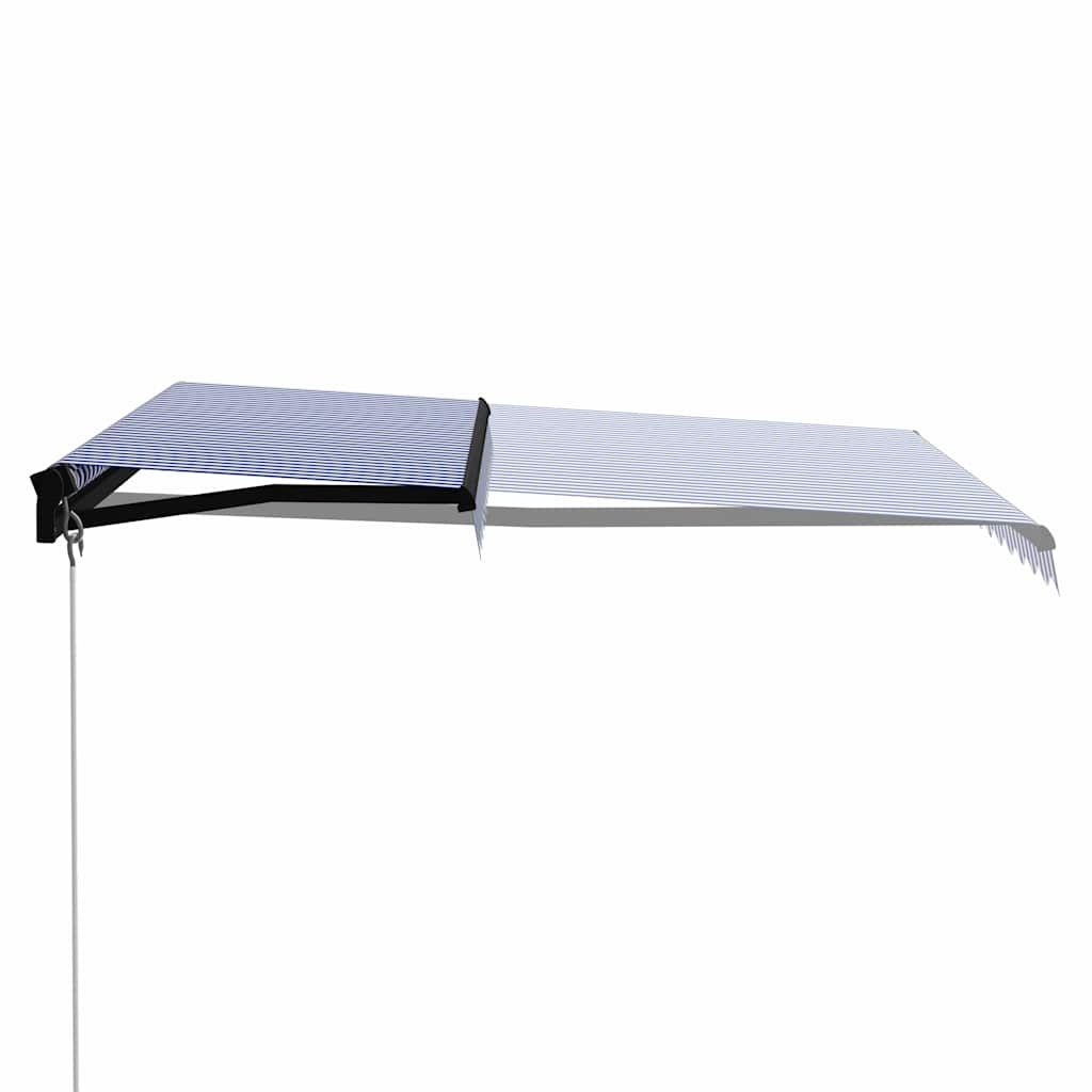 Tenda da Sole Retrattile Manuale 350x250 cm Blu e Bianca vidaXL