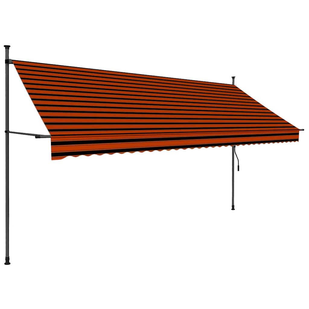 Tenda da Sole Retrattile Manuale LED 350 cm Arancione e Marrone vidaXL