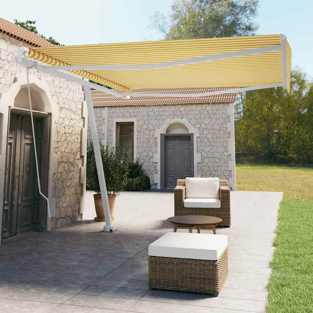 Tenda Retrattile Manuale Autoportante 450x300 cm Gialla Bianca vidaXL