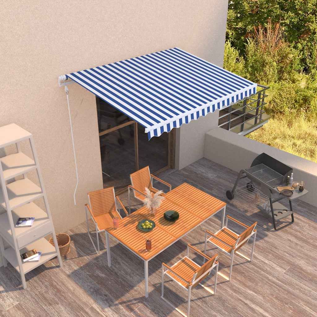 Tenda da Sole Retrattile Automatica 300x250 cm Blu e Bianca vidaXL