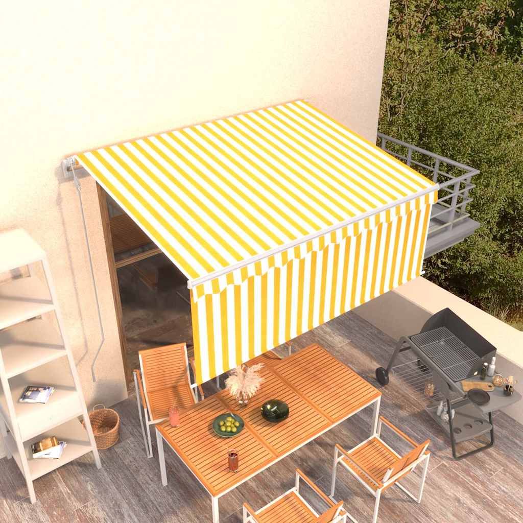 Tenda Sole Retrattile Automatica e Parasole 3x2,5mGialla Bianca vidaXL