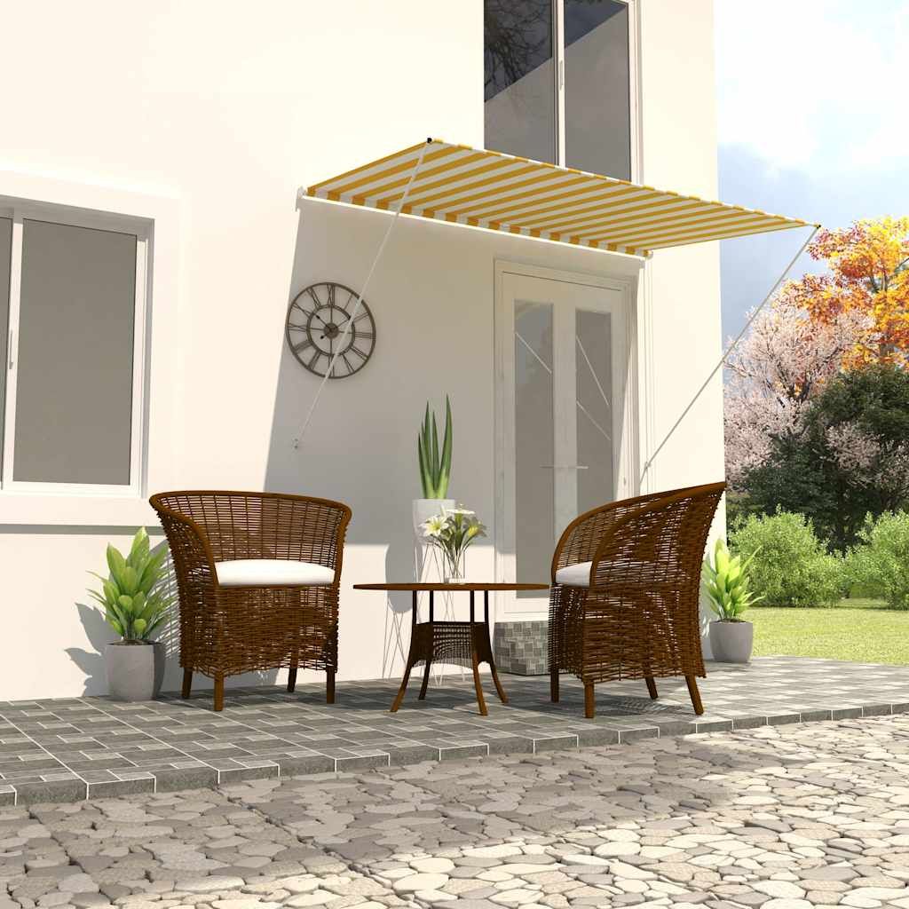 Tenda da Sole Retrattile 200x150 cm Giallo e Bianco vidaXL