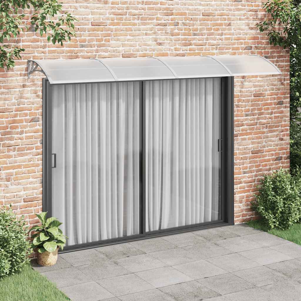 Tettoia per Porta Grigio e Trasparente 350x75 cm Policarbonato vidaXL