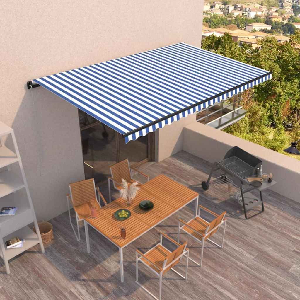 Tenda da Sole Retrattile Automatica 500x350 cm Blu e Bianca vidaXL
