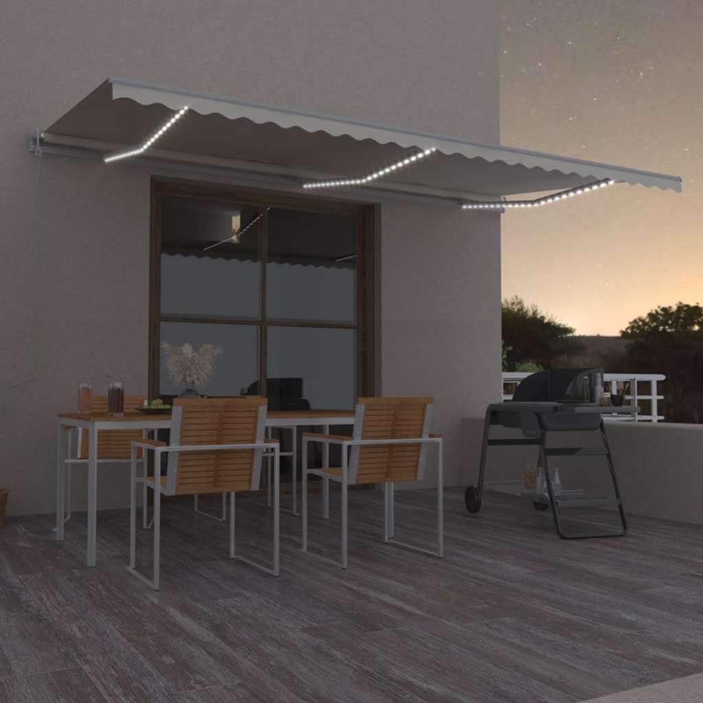 Tenda Automatica con Sensore Vento e LED 600x300 cm Crema vidaXL