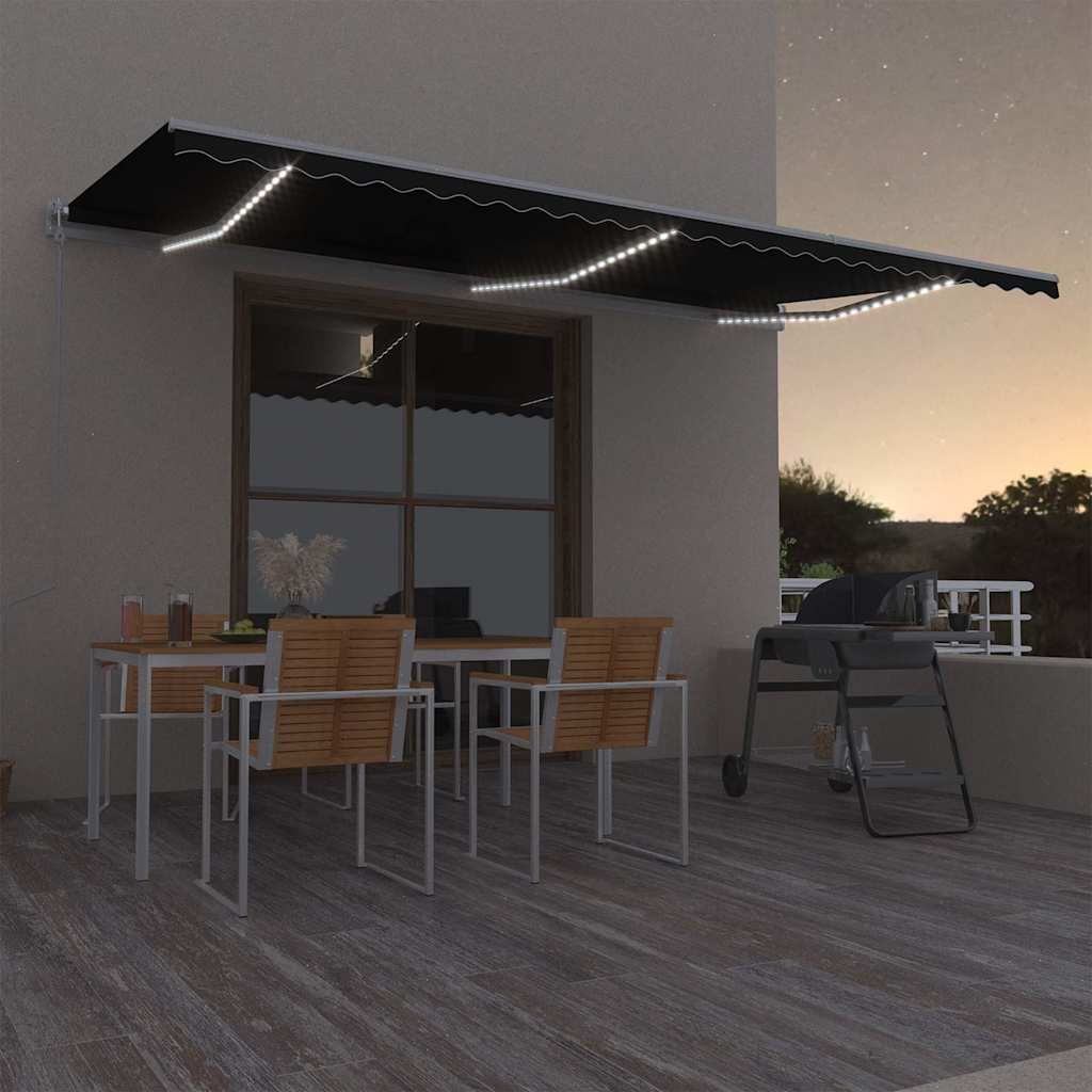 Tenda Automatica con Sensore Vento e LED 600x300 cm Antracite vidaXL