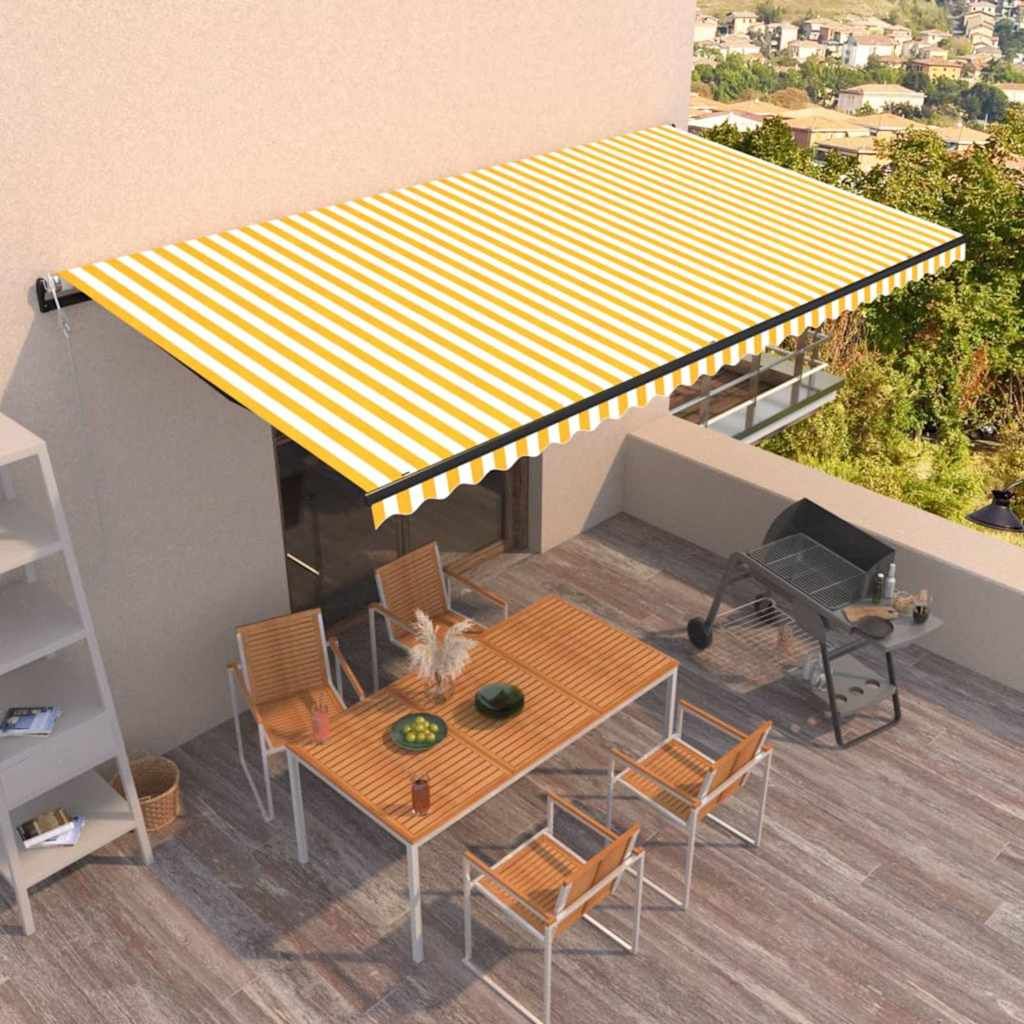Tenda da Sole Retrattile Automatica 600x350 cm Gialla e Bianca vidaXL