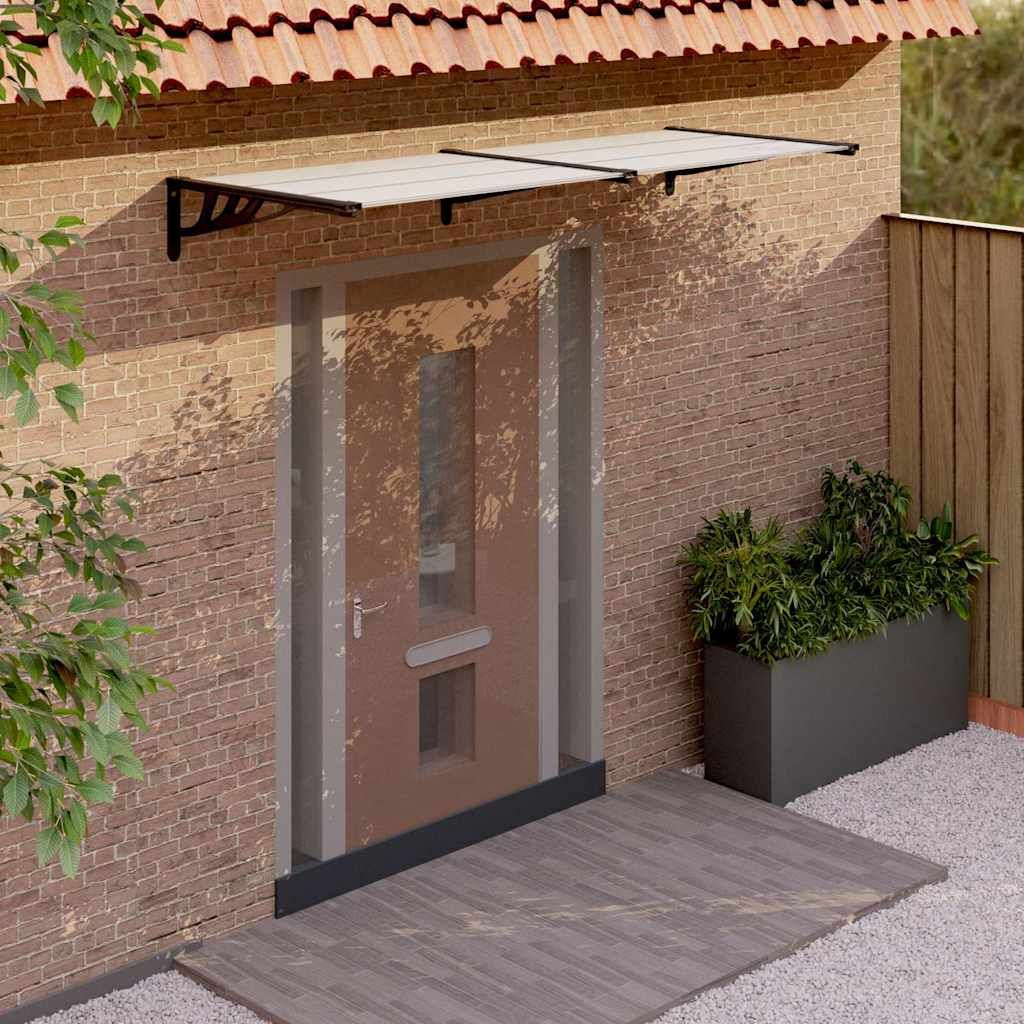 Tettoia per Porta Nero e Trasparente 239x90 cm in Policarbonato vidaXL