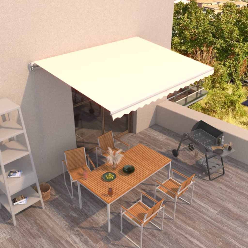 Tenda da Sole Retrattile Manuale 450x350 cm Crema vidaXL