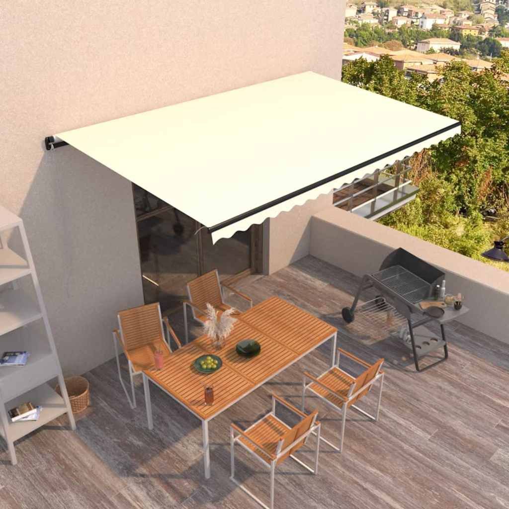 Tenda da Sole Retrattile Manuale 500x350 cm Crema vidaXL