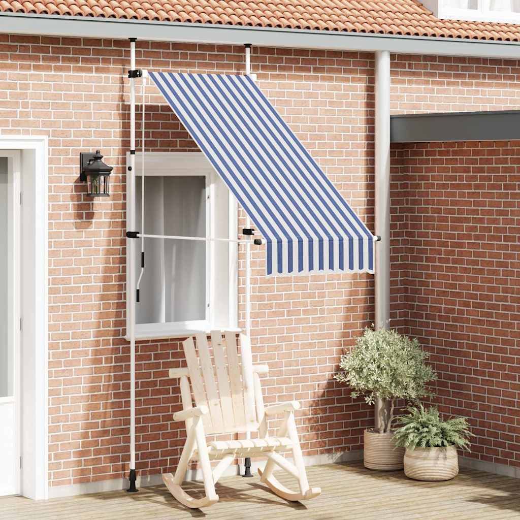 Tenda da Sole Retrattile Manuale 100 cm a Strisce Blu e Bianche vidaXL