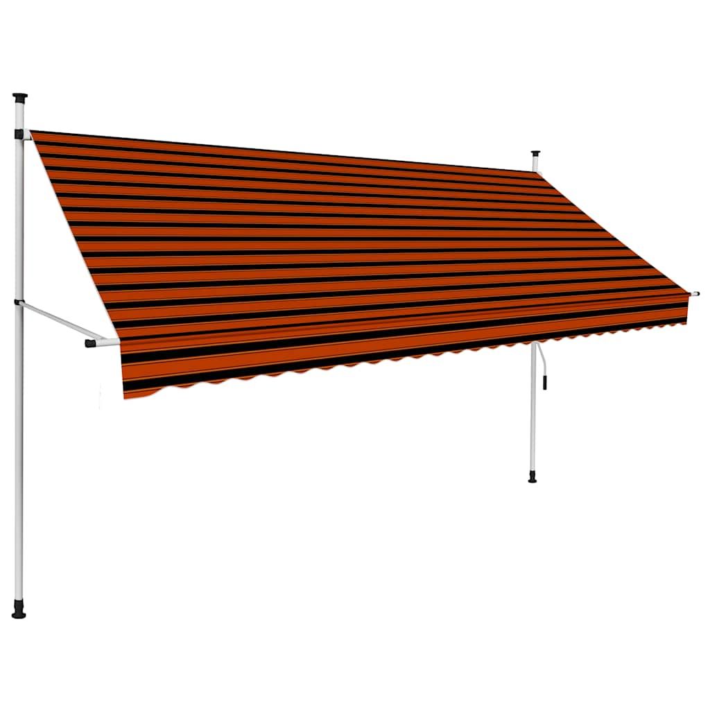 Tenda da Sole Retrattile Manuale 300 cm Arancione e Marrone vidaXL