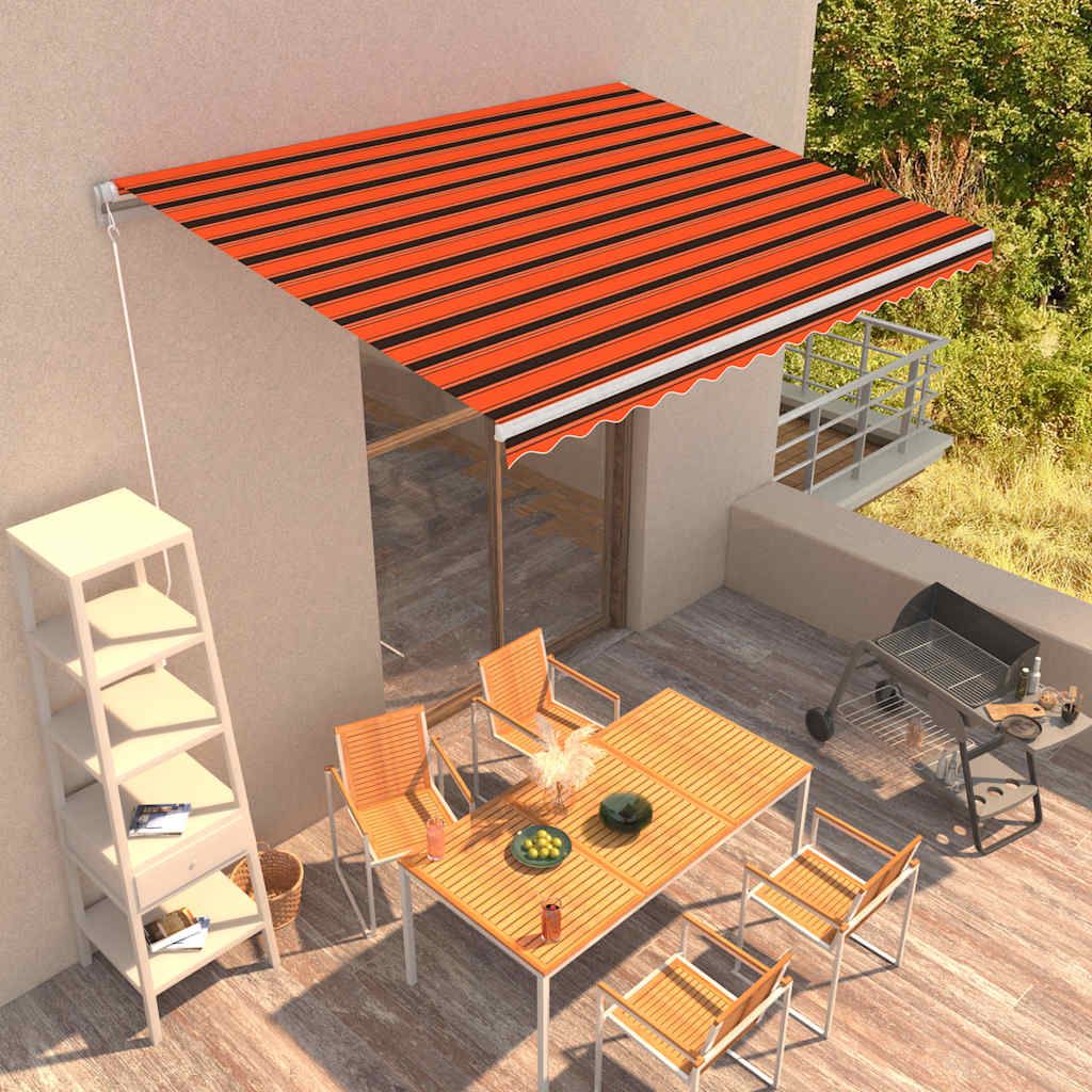 Tenda da Sole Retrattile Manuale 400x300 cm Arancione e Marrone vidaXL