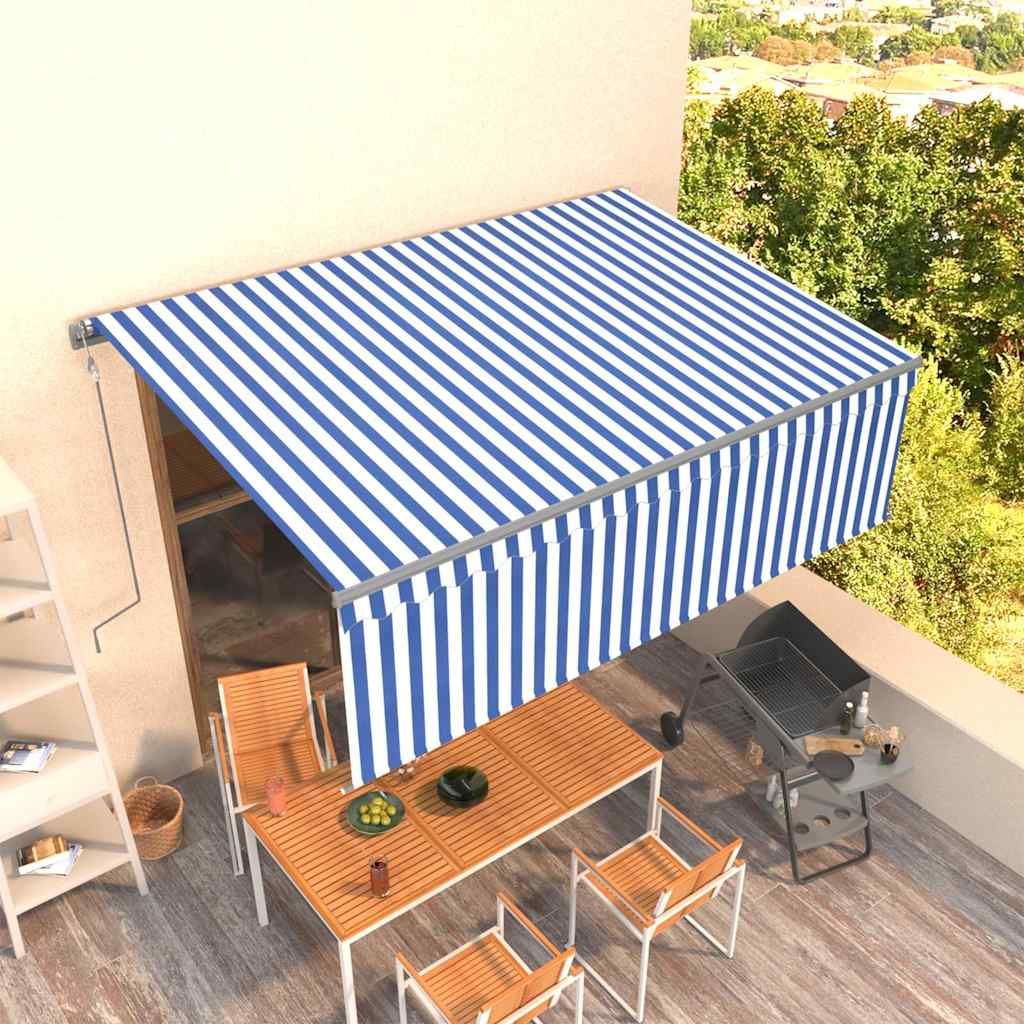 Tenda Sole Retrattile Automatica con Parasole 4,5x3m Blu Bianco vidaXL