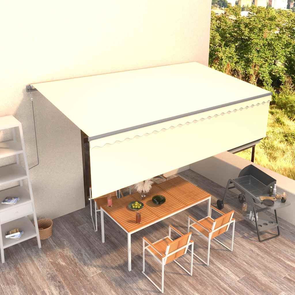 Tenda Retrattile Automatica con Parasole 5x3 m Crema vidaXL