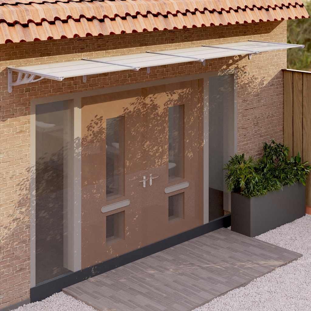 Tettoia per Porta Grigio e Trasparente 396x90 cm Policarbonato vidaXL